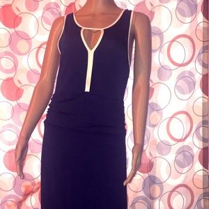 Blue & White Long Keyhole Dress